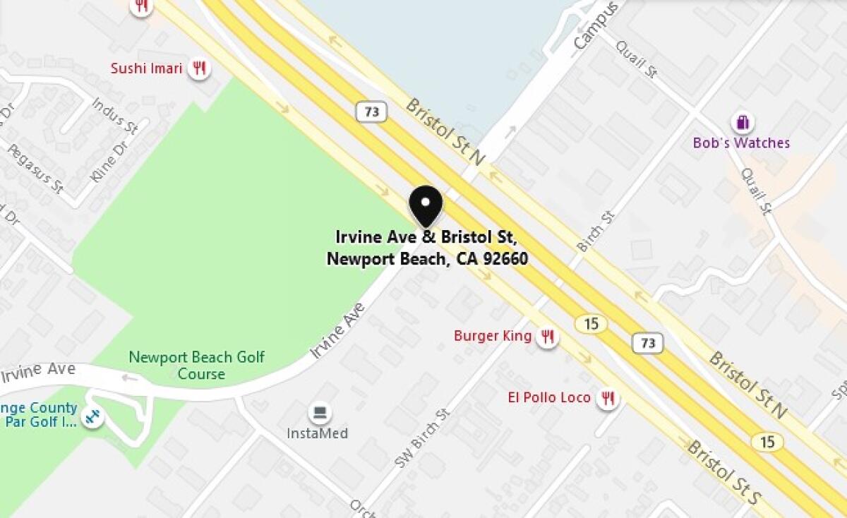 An SUV and a UC Irvine bus were involved in a crash at the intersection of Bristol Street and Irvine Avenue in Newport Beach on Wednesday night.