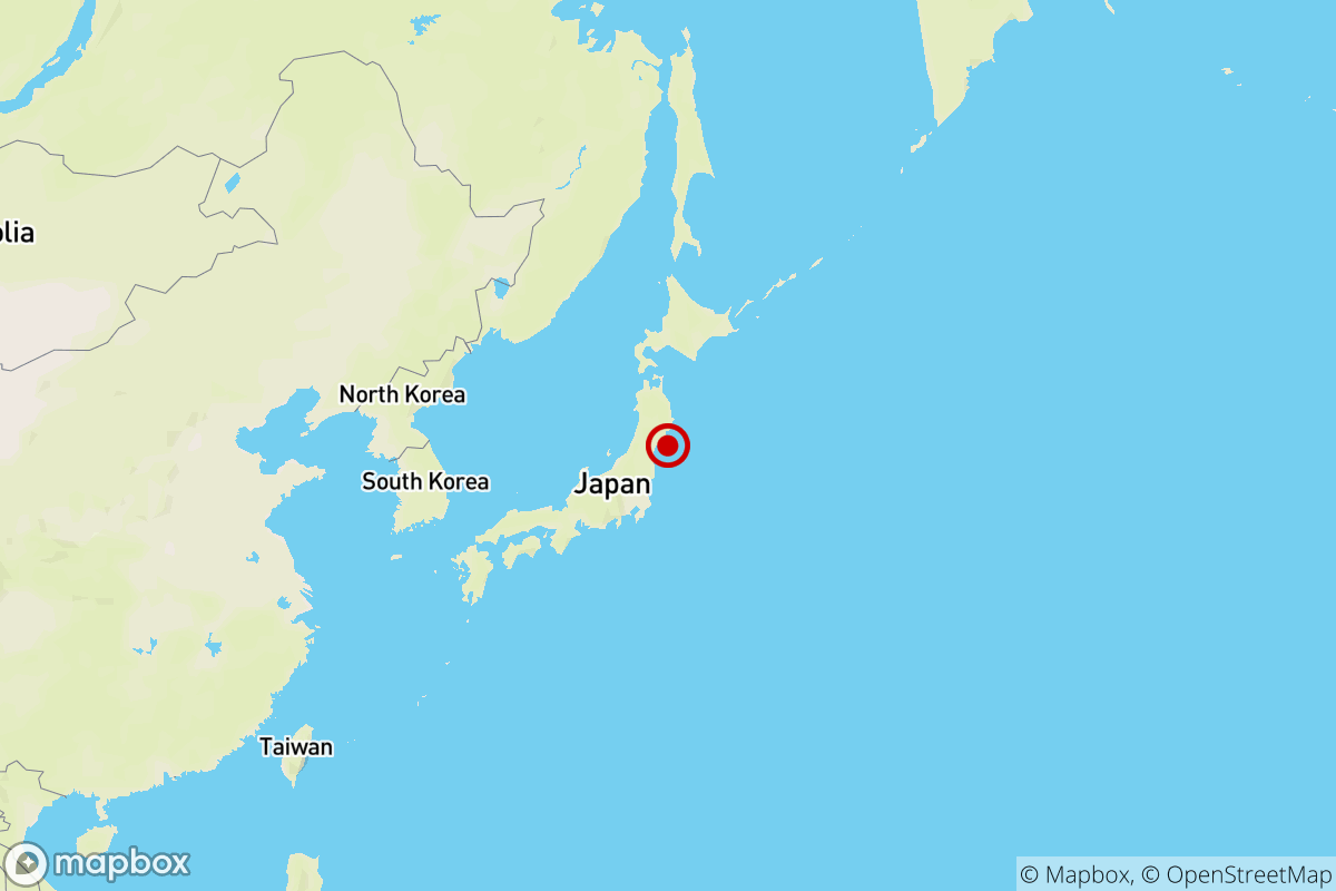 A map shows the location of an earthquake off Japan