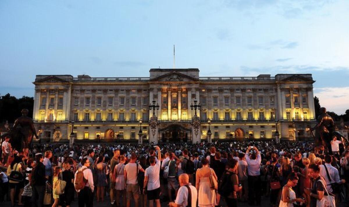Buckingham Palace in London, where crowds grew after the announcement of Prince George's birth five years ago.