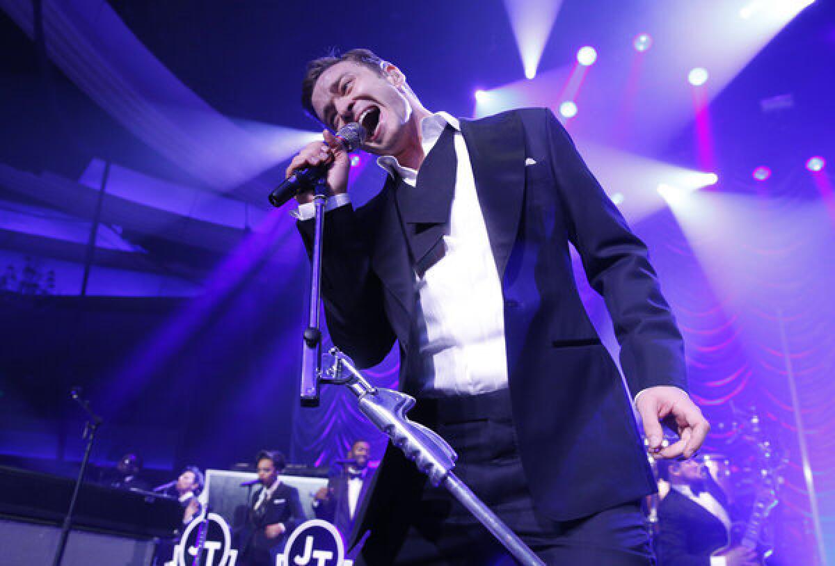 Justin Timberlake performs at the Palladium in Los Angeles.