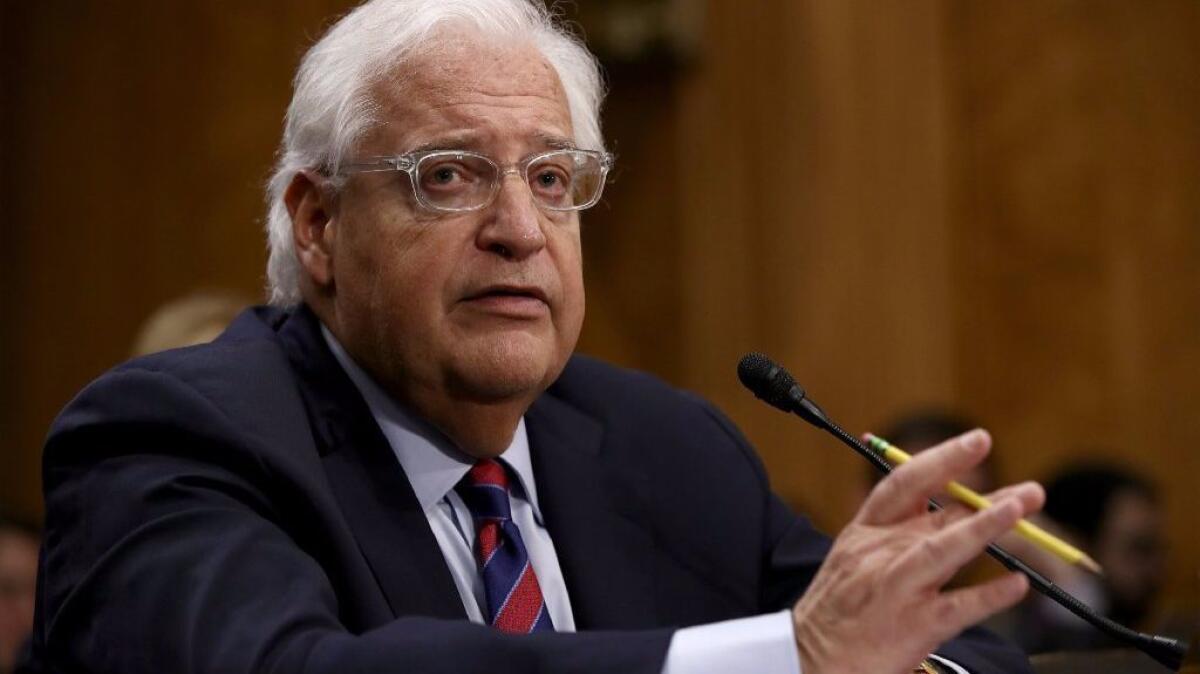David Friedman testifies on his nomination to be the U.S. ambassador to Israel before the Senate Foreign Relations Committee in Washington on Thursday.