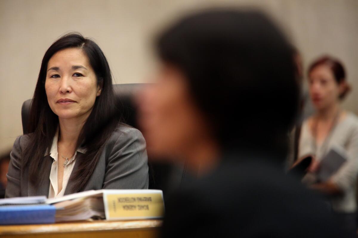 Then-interim L.A. County CEO Sachi Hamai attends a Board of Supervisors meeting in July.