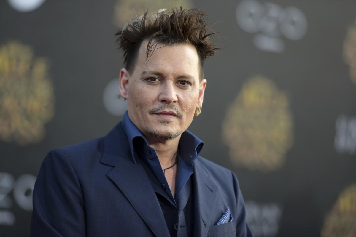 Johnny Depp appears at the "Alice Through the Looking Glass" premiere in Los Angeles on May 23.