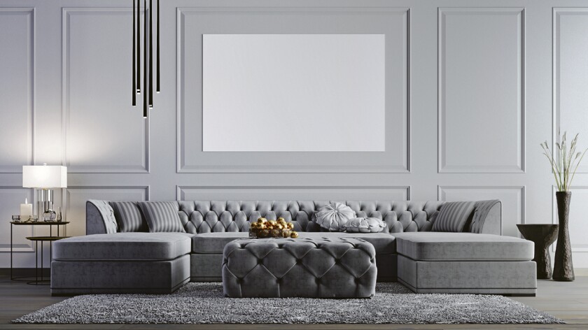 mock up poster in elegant living room in stylish apartment. 3d rendering. 3d illustration