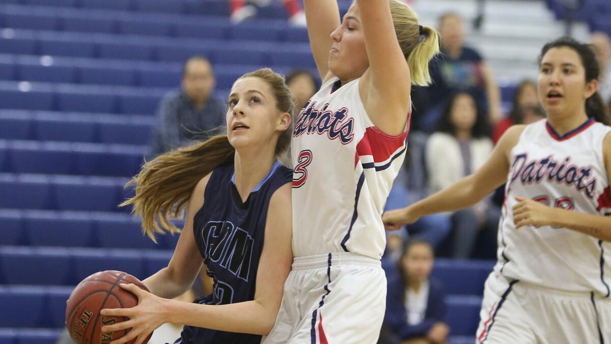 Corona del Mar High's Tatiana Bruening, seen here with the ball on Jan. 26, 2018, has the Sea Kings closing in on a CIF Southern Section Division 3AA playoff berth this season.
