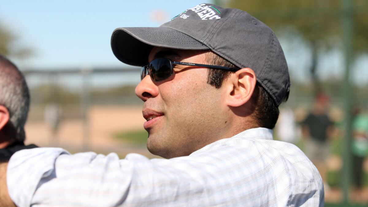 Former Oakland Athletics executive Farhan Zaidi is the Dodgers' new general manager.