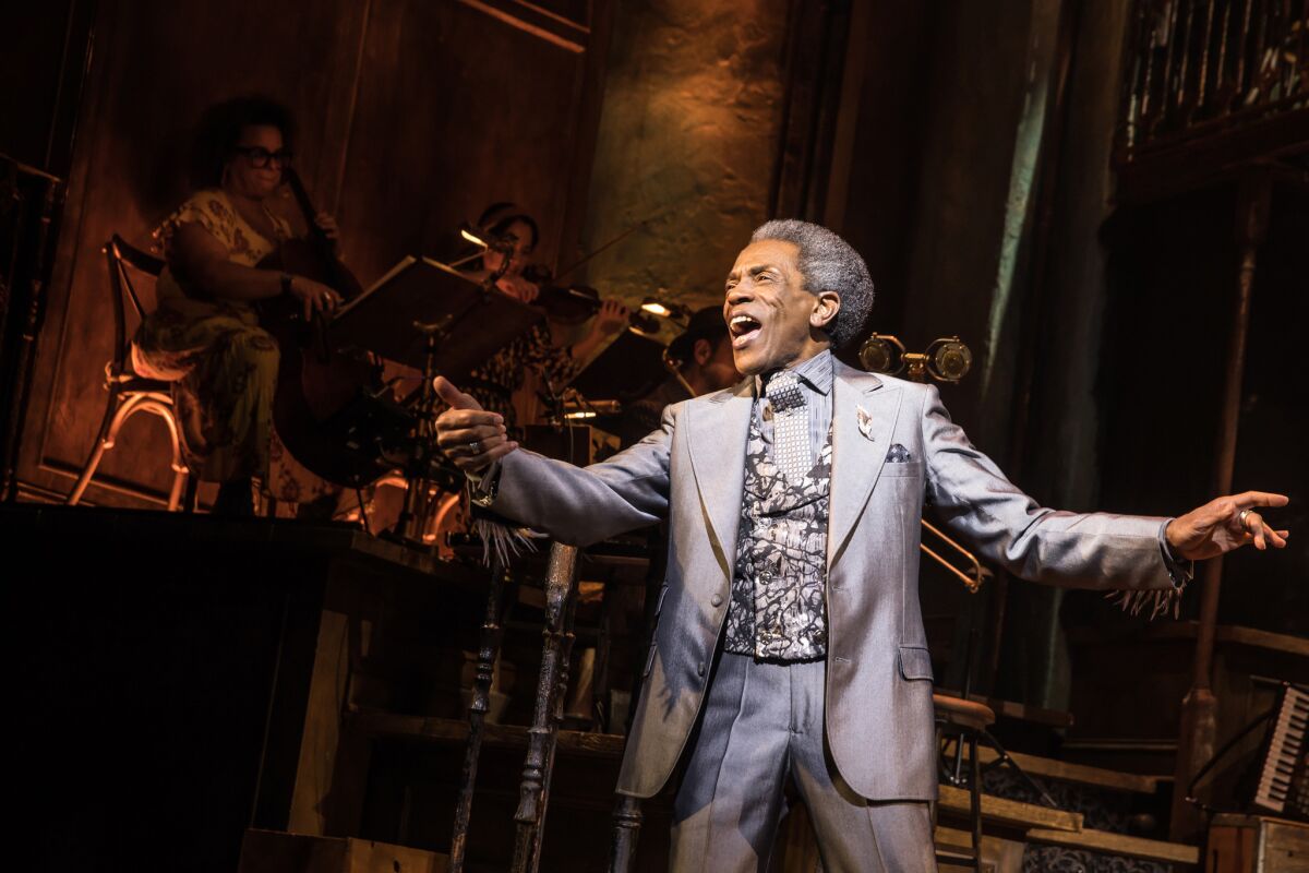Andre De Shields in the Broadway production of "Hadestown," one of the many national tours being rescheduled.