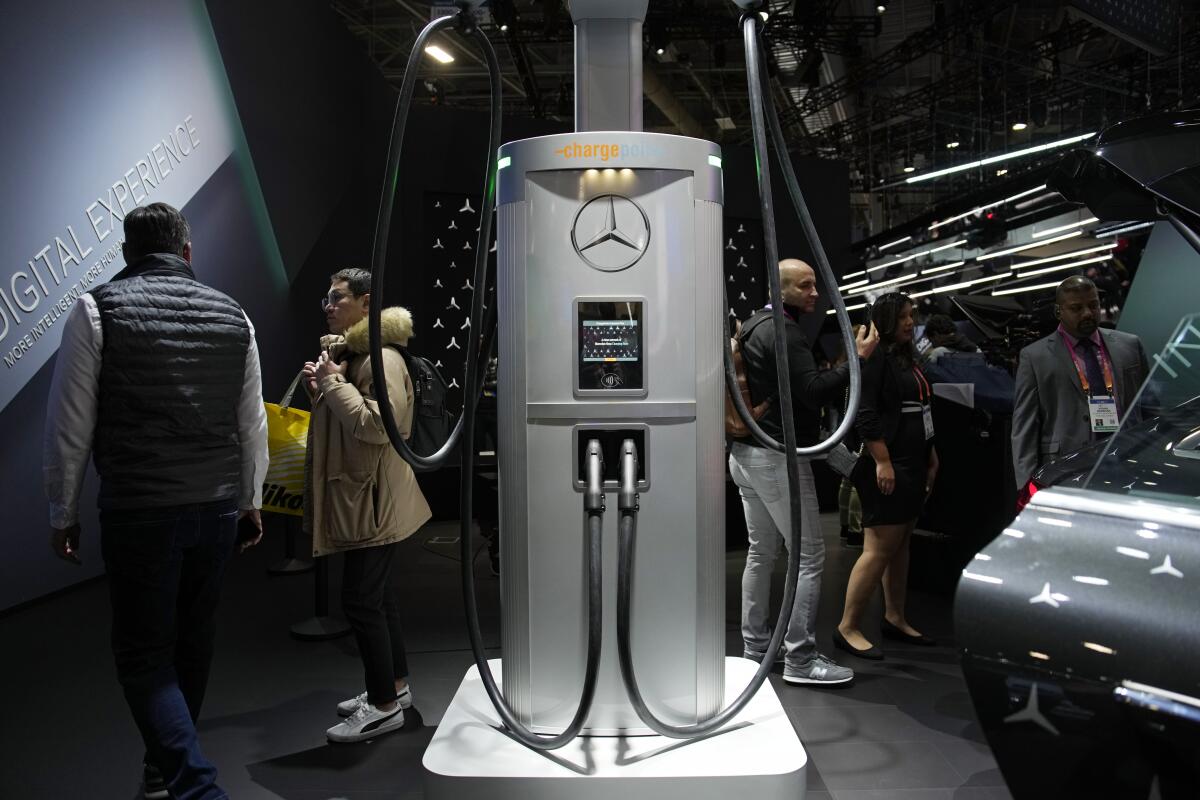 A ChargePoint  hub on display at the CES tech show in Las Vegas 
