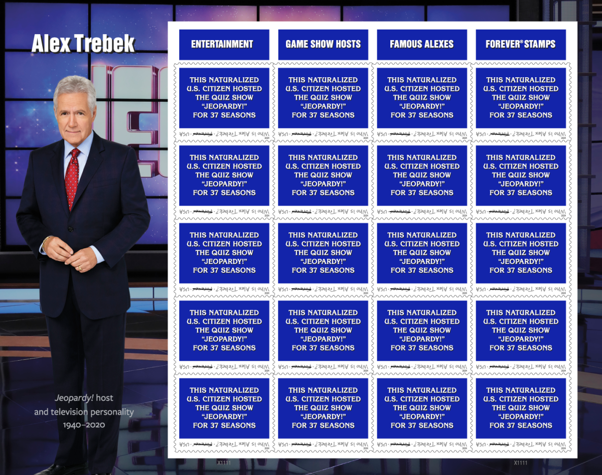 The U.S. Postal Service will release its forever stamps inspired by late "Jeopardy!" host Alex Trebek next month.