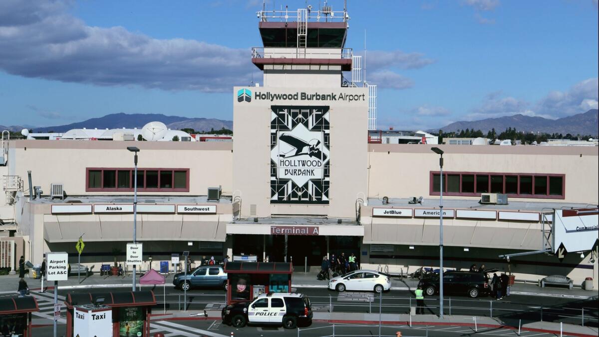 Authorities say they confiscated 40 pounds of marijuana earlier this month from a man who attempted to smuggle it to Alabama on a flight out of Hollywood Burbank Airport.