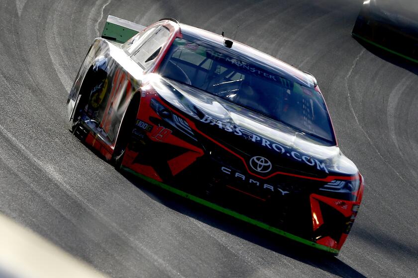 LAS VEGAS, NEVADA - SEPTEMBER 15: Martin Truex Jr., driver of the #19 Bass Pro Shops Toyota, races during the Monster Energy NASCAR Cup Series South Point 400 at Las Vegas Motor Speedway on September 15, 2019 in Las Vegas, Nevada. (Photo by Jonathan Ferrey/Getty Images)