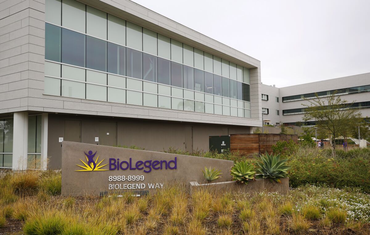 BioLegend, a San Diego-based company that makes antibodies used in gene therapy and reagents for drug discovery.