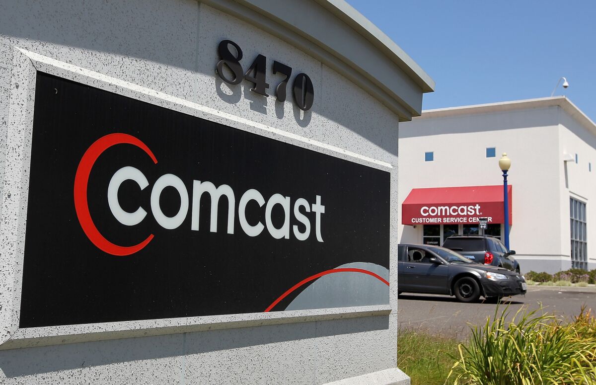 A Comcast customer service center in Oakland is pictured. California Atty. Gen. Kamala Harris announced a nearly $26-million settlement with cable giant Comcast for not properly disposing of used electronics.