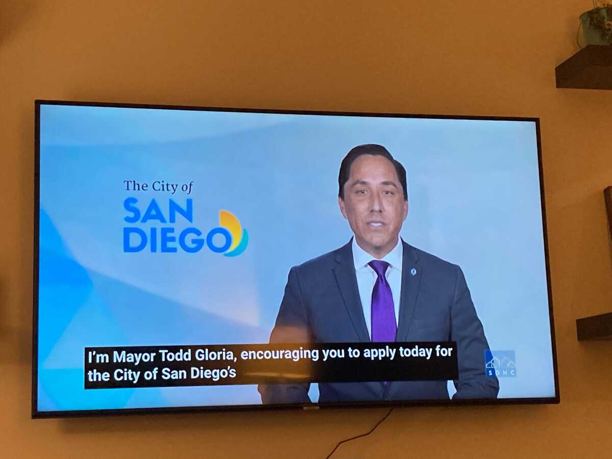 San Diego Mayor Todd Gloria on TV.