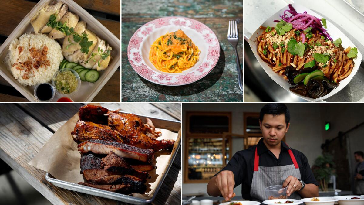 Clockwise from top left: Side Chick, The Ponte, Chinese Laundry truck; Charles Olalia of Rice Bar, and Bludso's BBQ