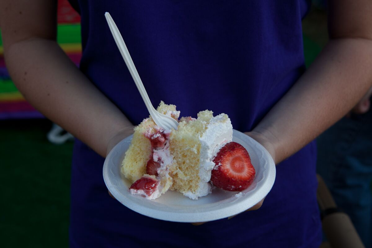 A slice of strawberry shortcake at a previous Garden Grove Strawberry Festival. 