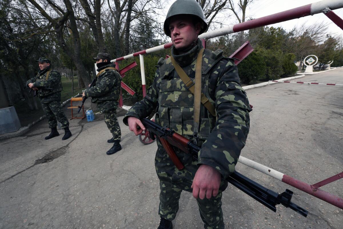 Ukrainian soldiers were back in control of their anti-aircraft base in the city of Yevpatoria in Crimea on Thursday.