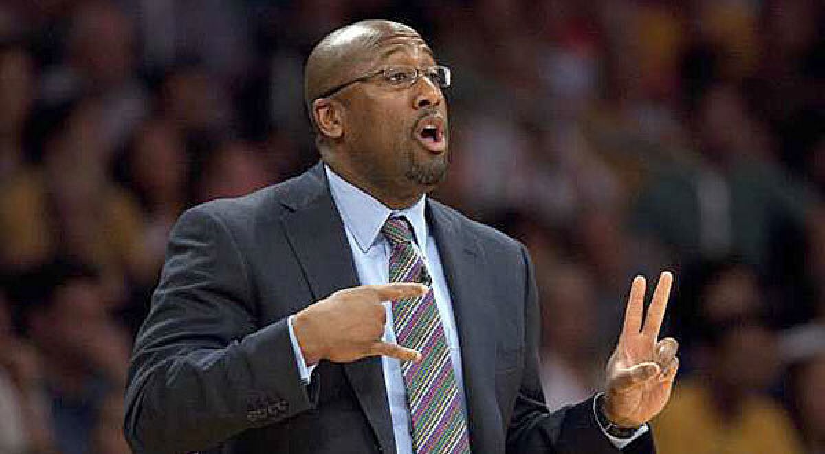 Lakers Coach Mike Brown, shown in Game 1, is hoping to guide the Lakers to a 2-0 lead.