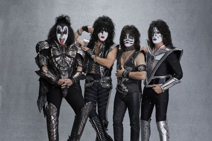 KISS (L:R) Gene Simmons, Paul Stanley, Eric Singer & Tommy Thayer. Photo by Brian Lowe.
