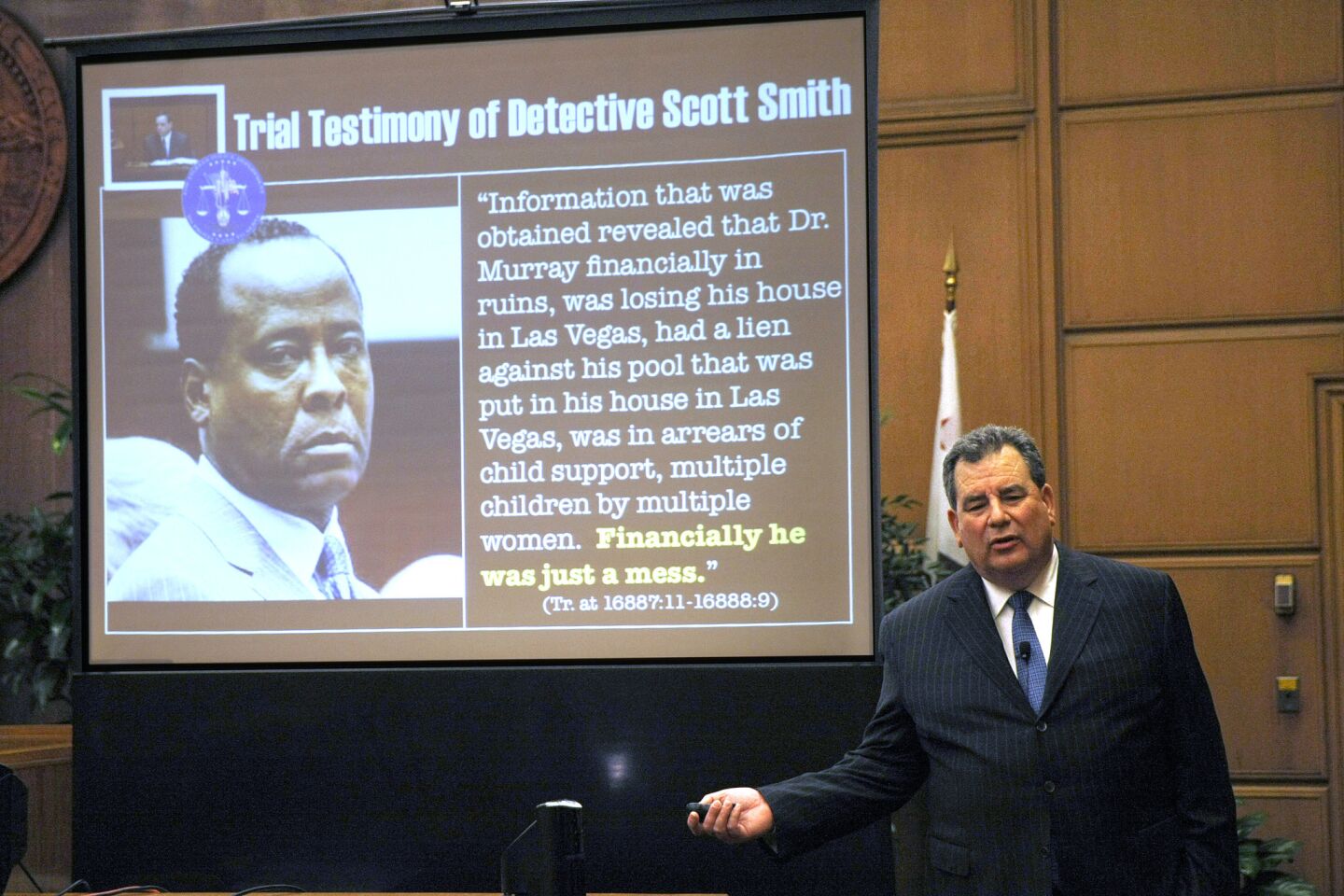 Brian Panish, an attorney for the Michael Jackson family, delivers his closing argument to jurors in a packed courtroom in downtown Los Angeles on Sept. 24. The promoters of Michael Jackson's last tour were "so excited" about making huge profits that they hired an unfit doctor to care for the star, his family's lawyer said.