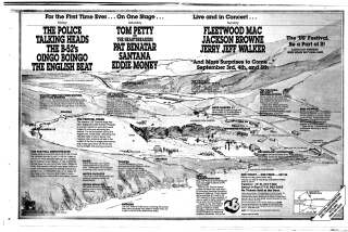 Us Festival advertisement published in The San Diego Union, Aug. 8, 1982.
