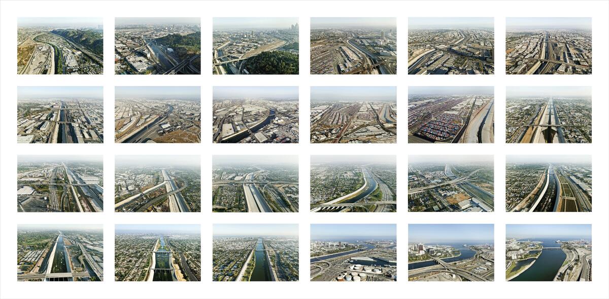 A series of photographs of different parts of the L.A. River.