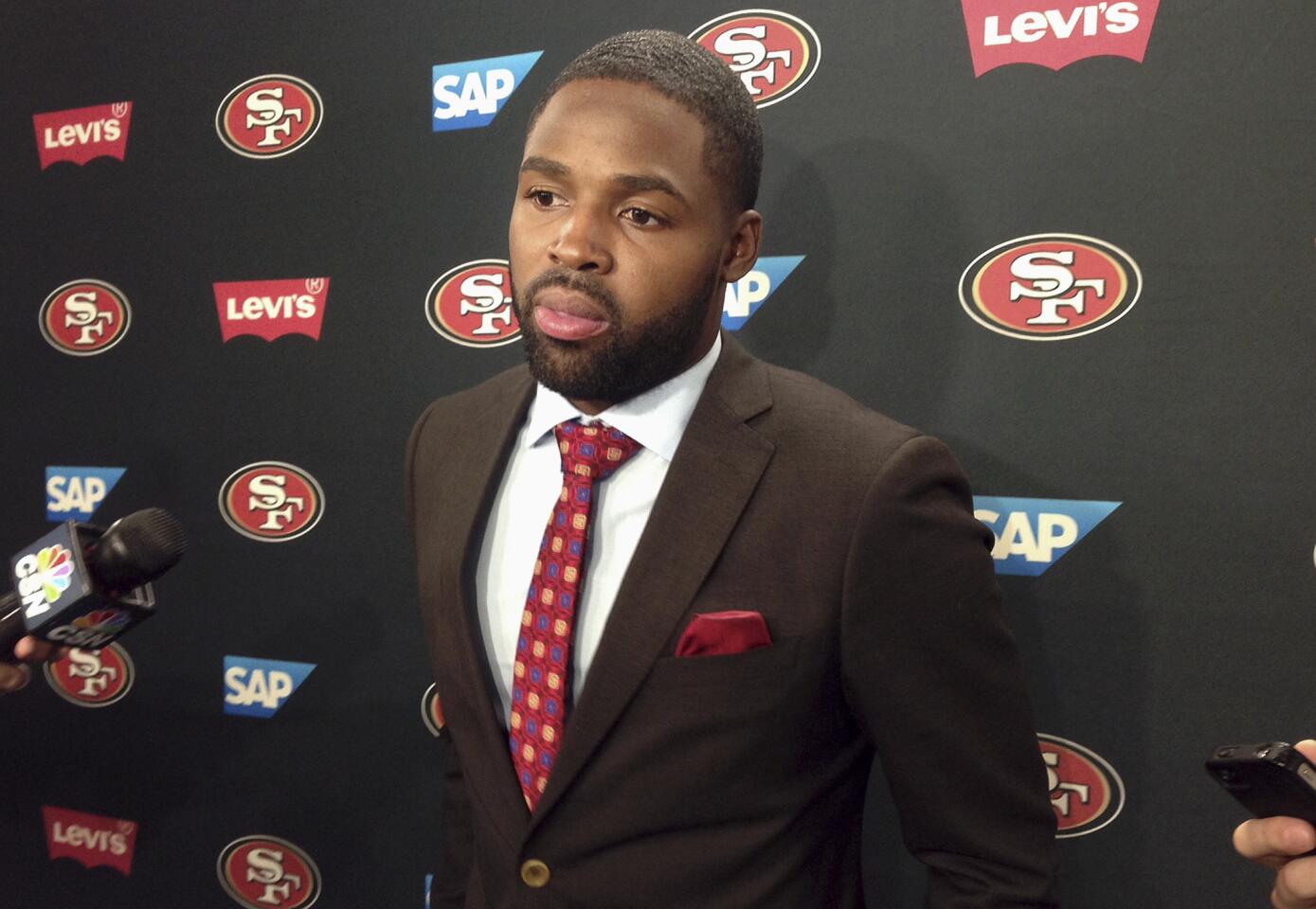 Wide receiver Torrey Smith speaks to the media about joining the San Francisco 49ers.