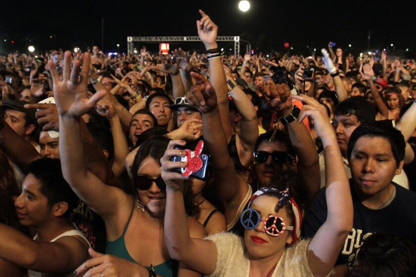 Fans at the 2012 Hard Summer music festival in front of the stage during Nero's performance.