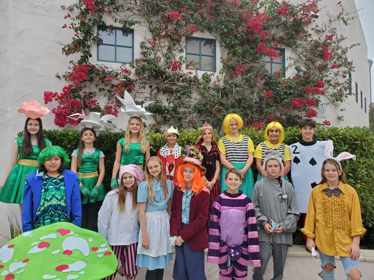 The seventh grade cast of "Alice in Wonderland."