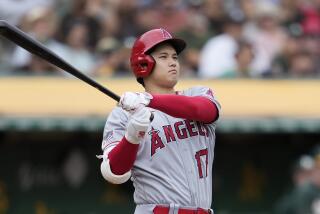 Los Angeles Angels' Shohei Ohtani during a baseball game against the Oakland Athletics in Oakland, Calif., Saturday, Sept. 2, 2023. (AP Photo/Jeff Chiu)