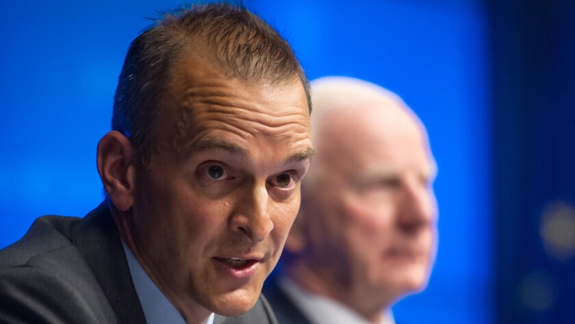 Travis Tygart, the head of the U.S. Anti-Doping Agency, addresses the media during a European Council meeting in Brussels in May 2013.