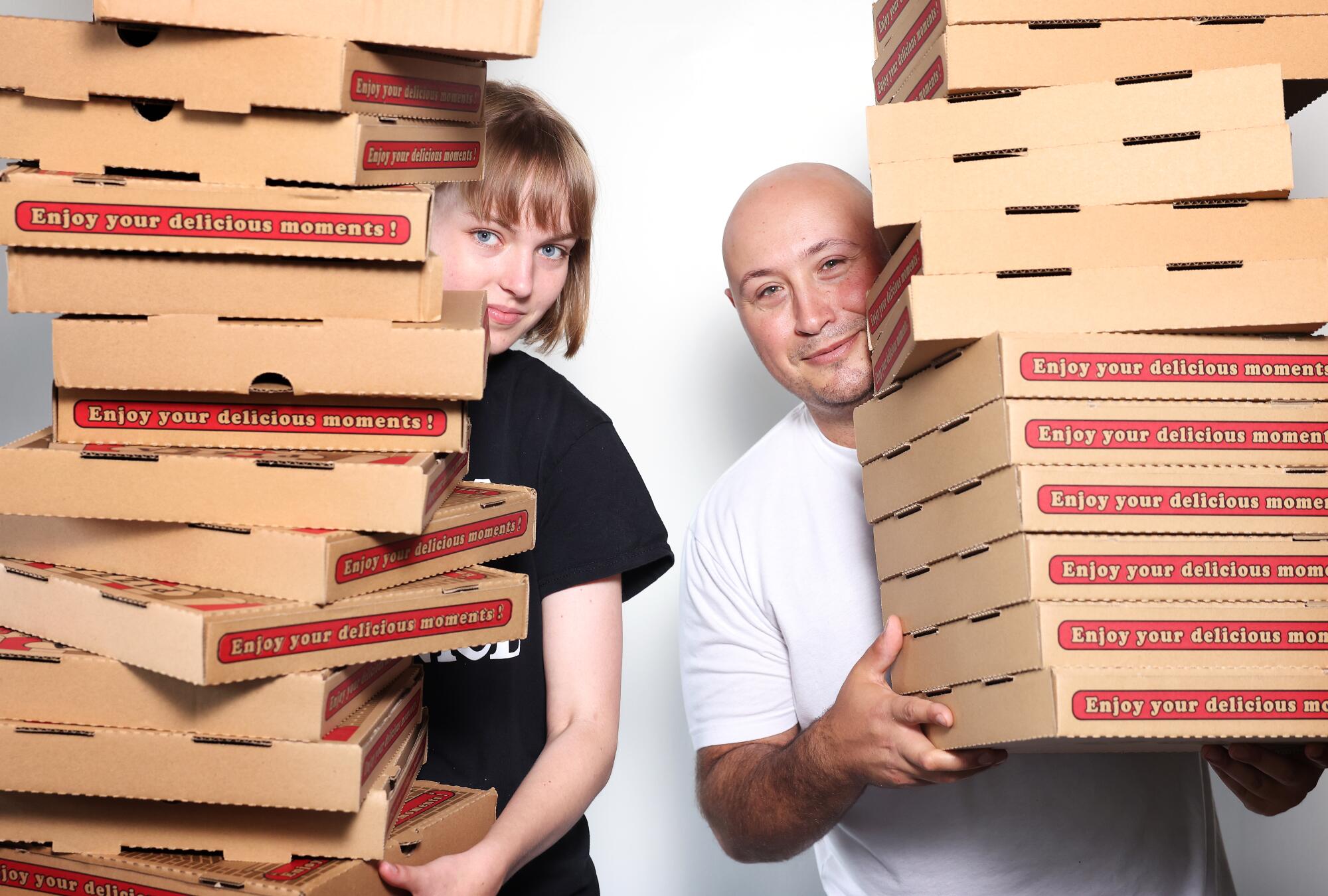 Jamie Woolner, co-owner of Pizza of Venice, and Sookie Orth.