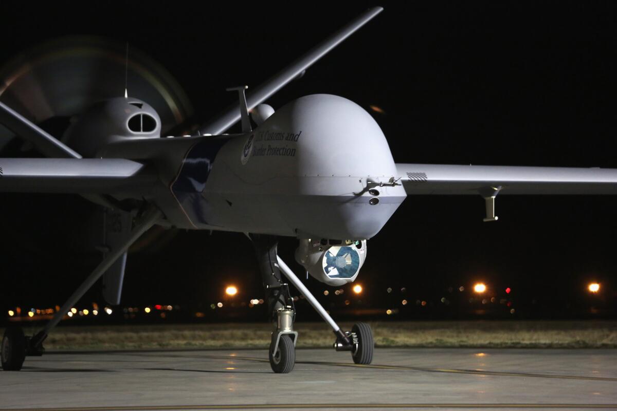 A Predator drone operated by the U.S. Office of Air and Marine is set to take off for a surveillance flight near the Mexican border.