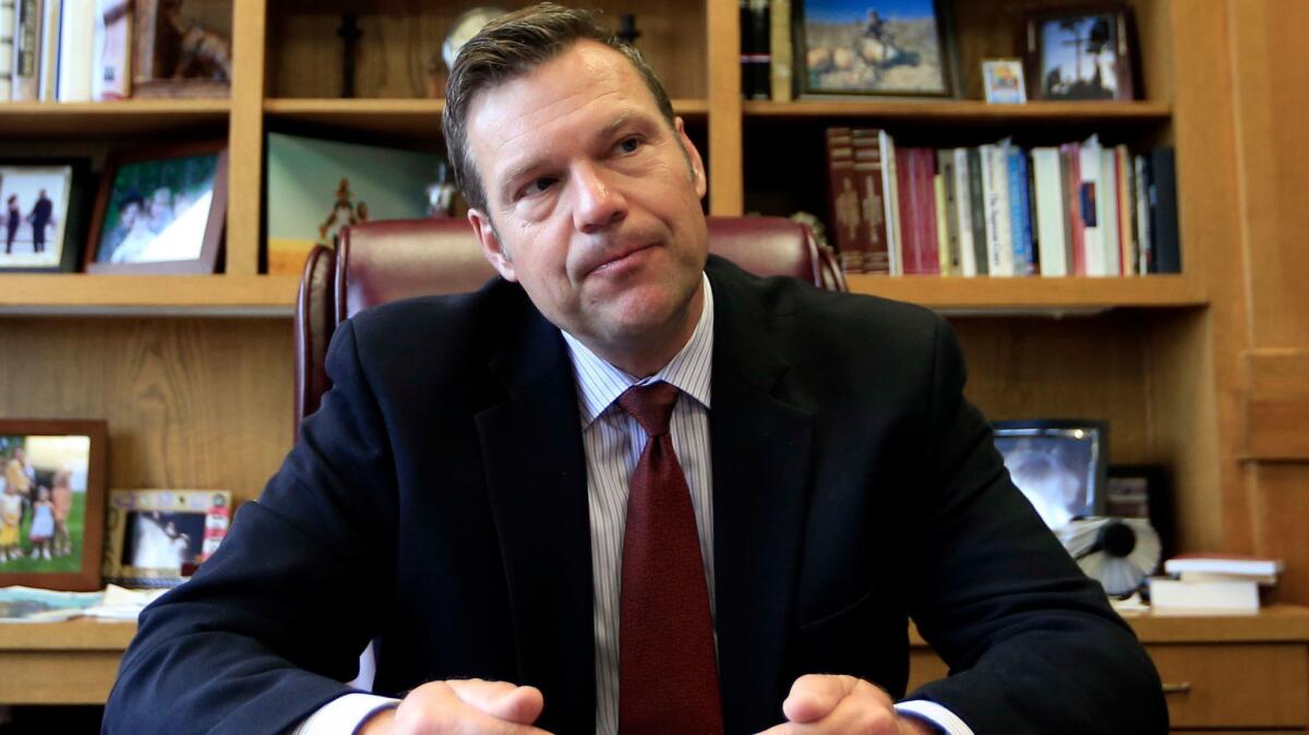 Kansas Secretary of State Kris Kobach is the vice chairman of the White House commission on voting.