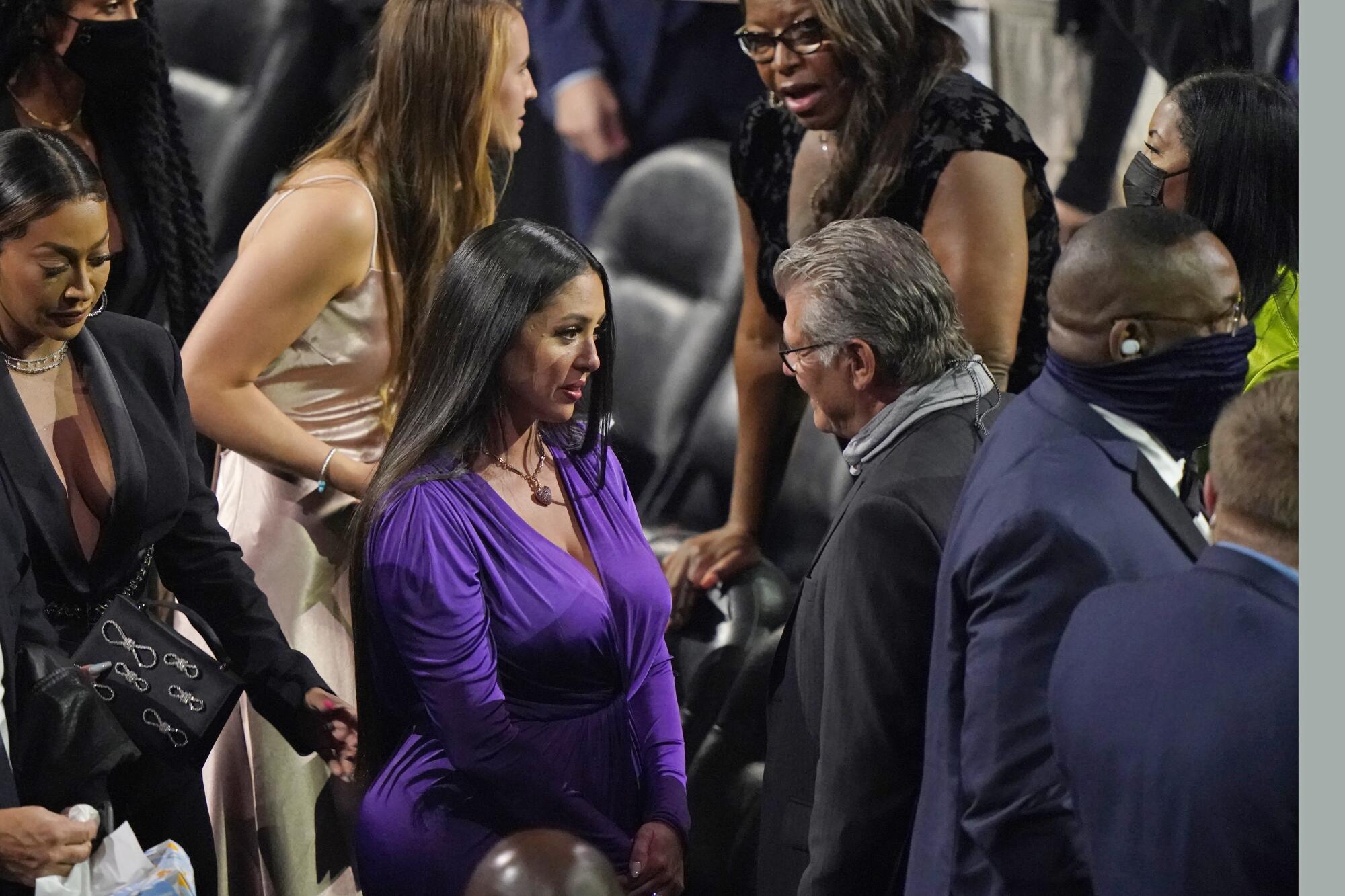 vanessa bryant purple dress hall of fame Vanessa Bryant tearfully accepts as Kobe inducted into Basketball Hall of Fame and says she 'wishes he was here'