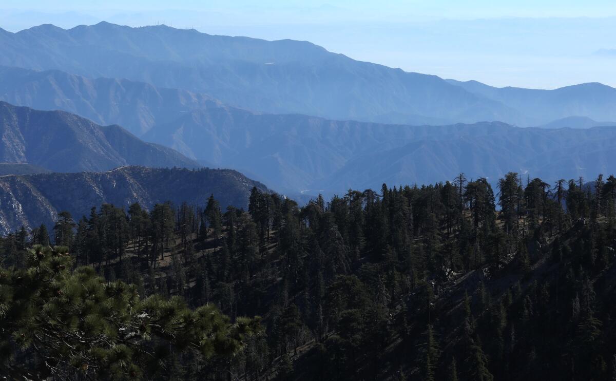 A shot of a mountain range from above.