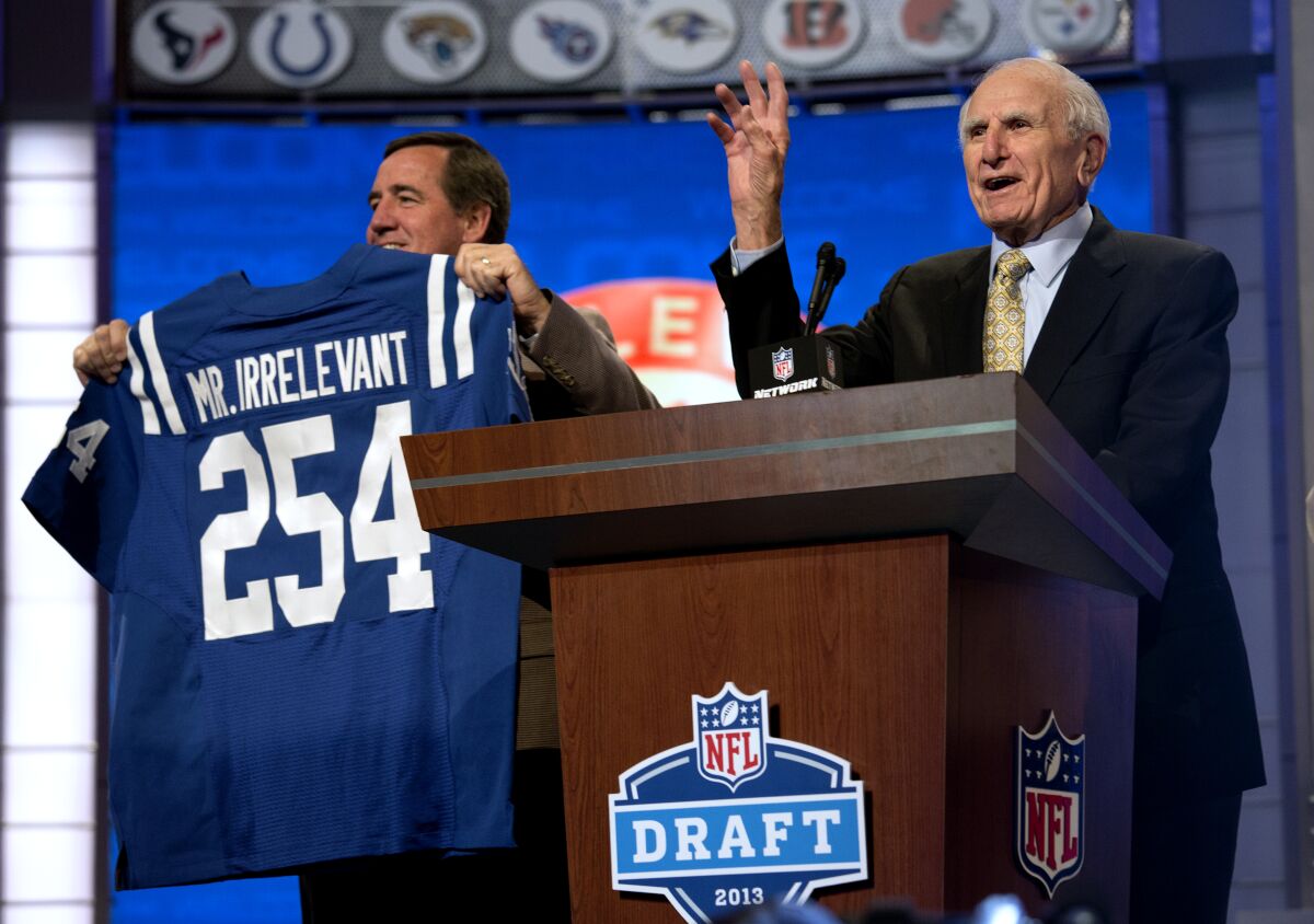 Paul Salata announces the 254th overall pick of the 2013 NFL draft.