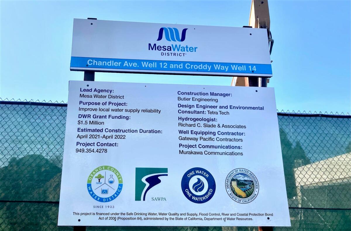 A construction site in Santa Ana provides details on one of two new drinking water wells being built by Mesa Water District.