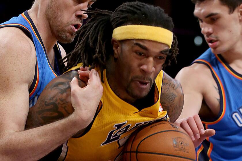 The Lakers re-signed forward Jordan Hill to a two-year contract Wednesday.