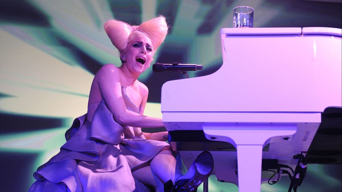 Lady Gaga onstage at the launch of VEVO at New York's Skylight Studio on December 8, 2009.