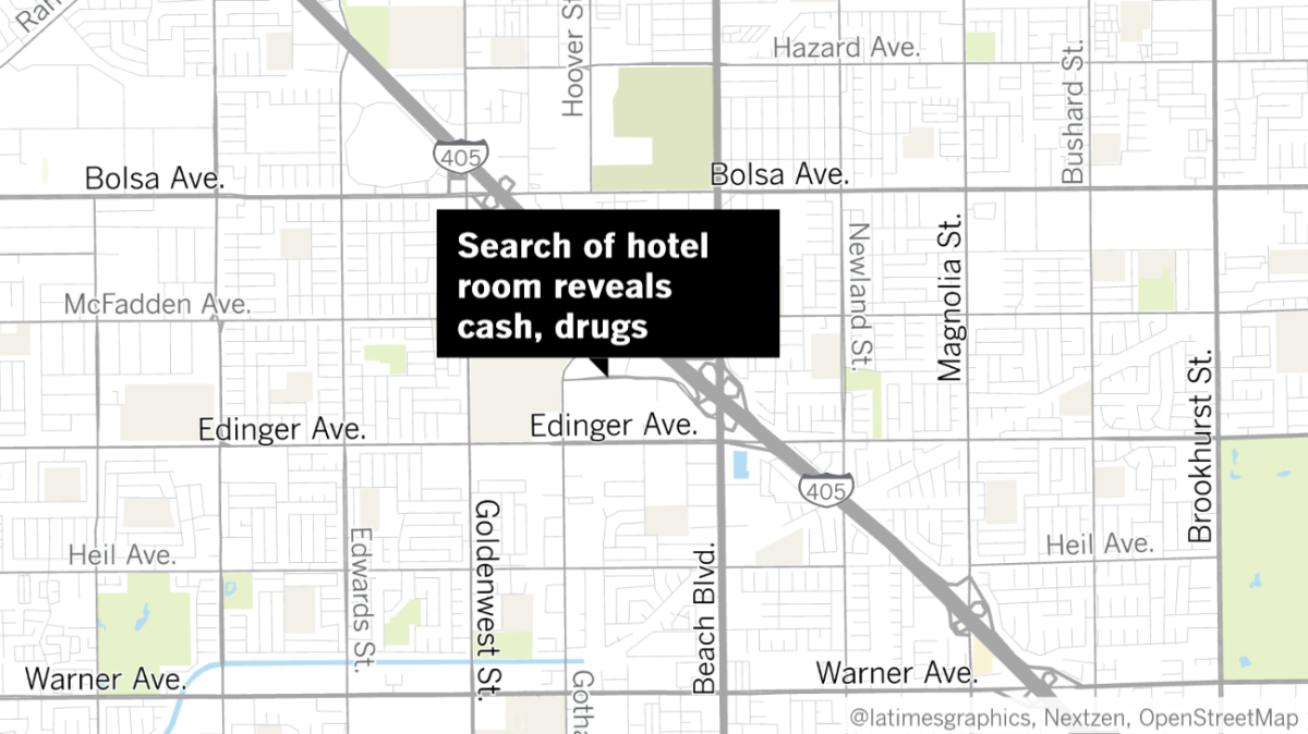 Five people were arrested early Thursday at a Huntington Beach hotel on Center Avenue after a search revealed drugs, cash, fake checks and other evidence of fraud, police said.