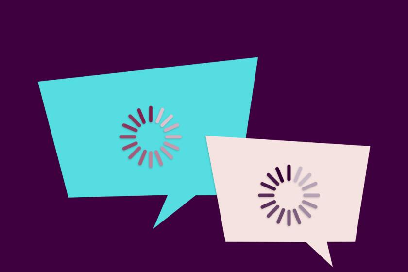illustration of two speech bubbles with buffering icons