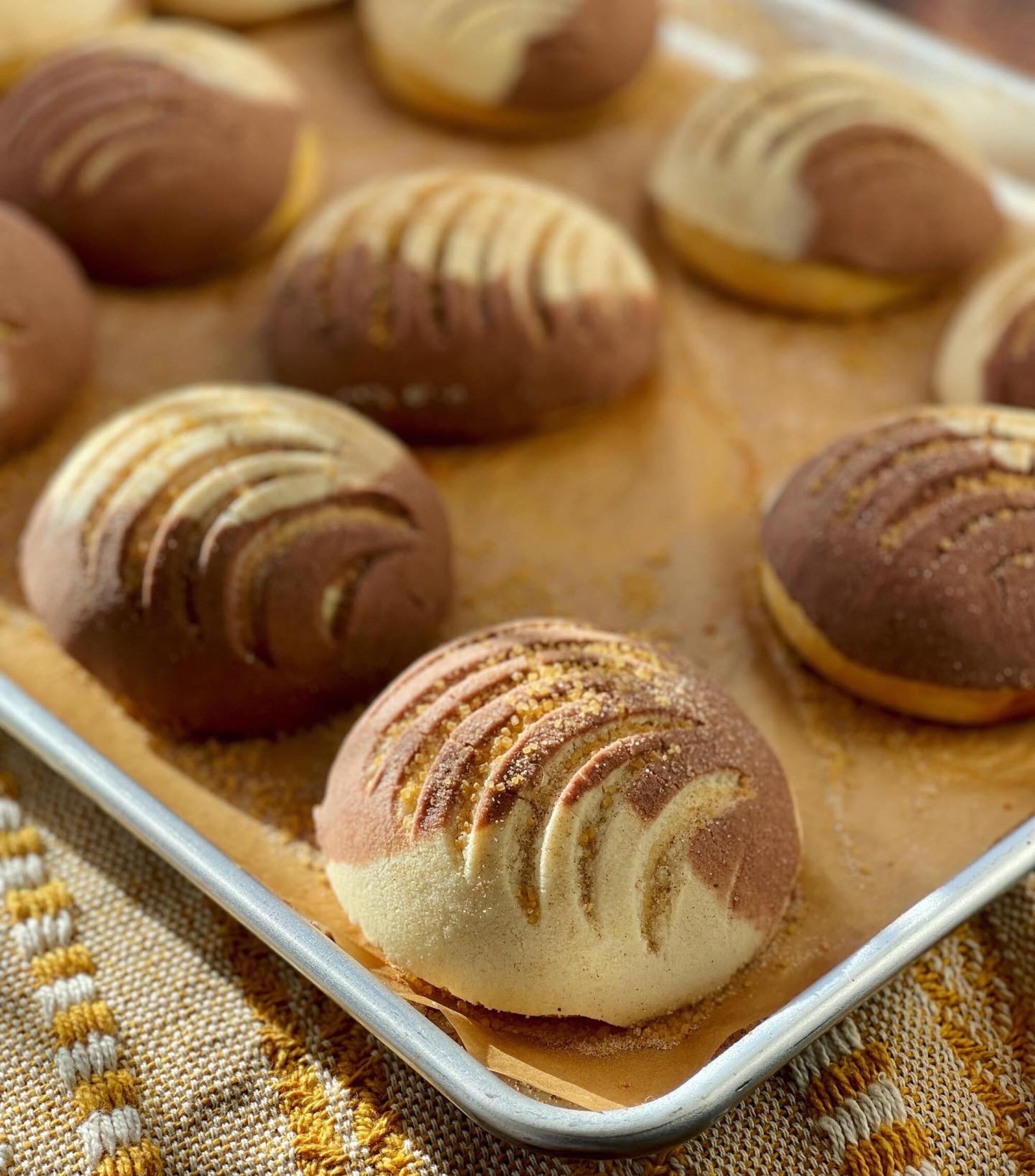 Conchas on a tray.
