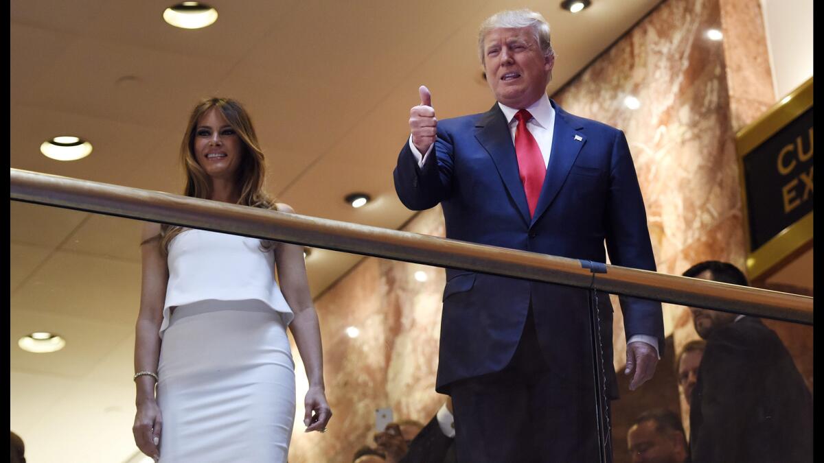 Donald Trump appears with his wife, Melania, in June 2015.