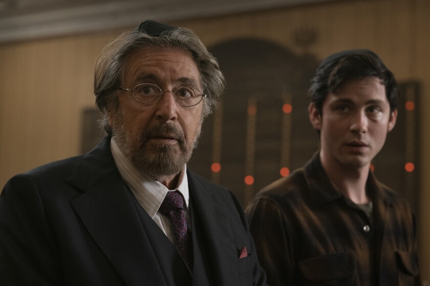 Al Pacino, left, and Logan Lerman in Amazon Prime's "Hunters."
