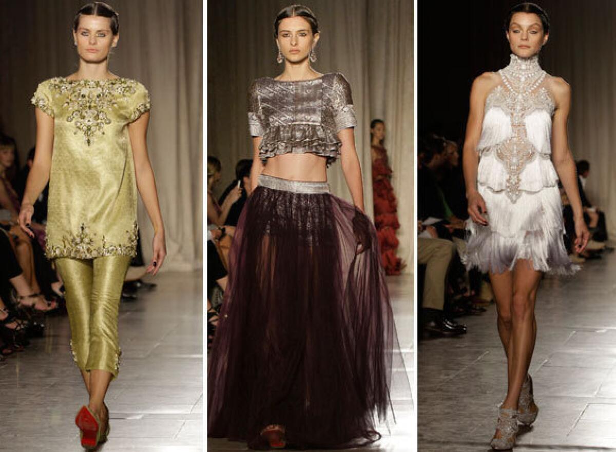 Looks from the Marchesa spring - summer 2013 collection shown during New York Fashion Week.