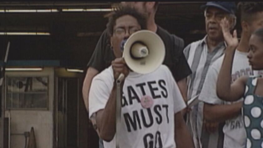 Image from the documentary "Let It Fall: LA 1982-1992," about the Rodney King riots.