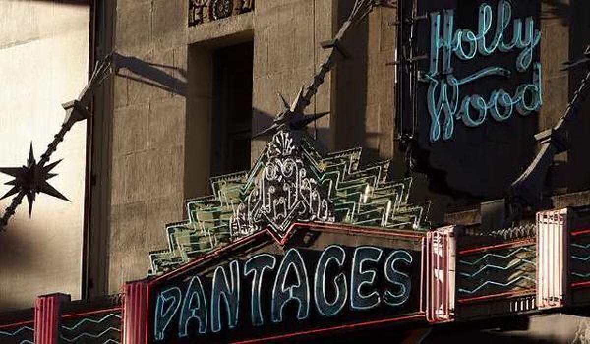 A view of the Pantages Theatre in Hollywood.