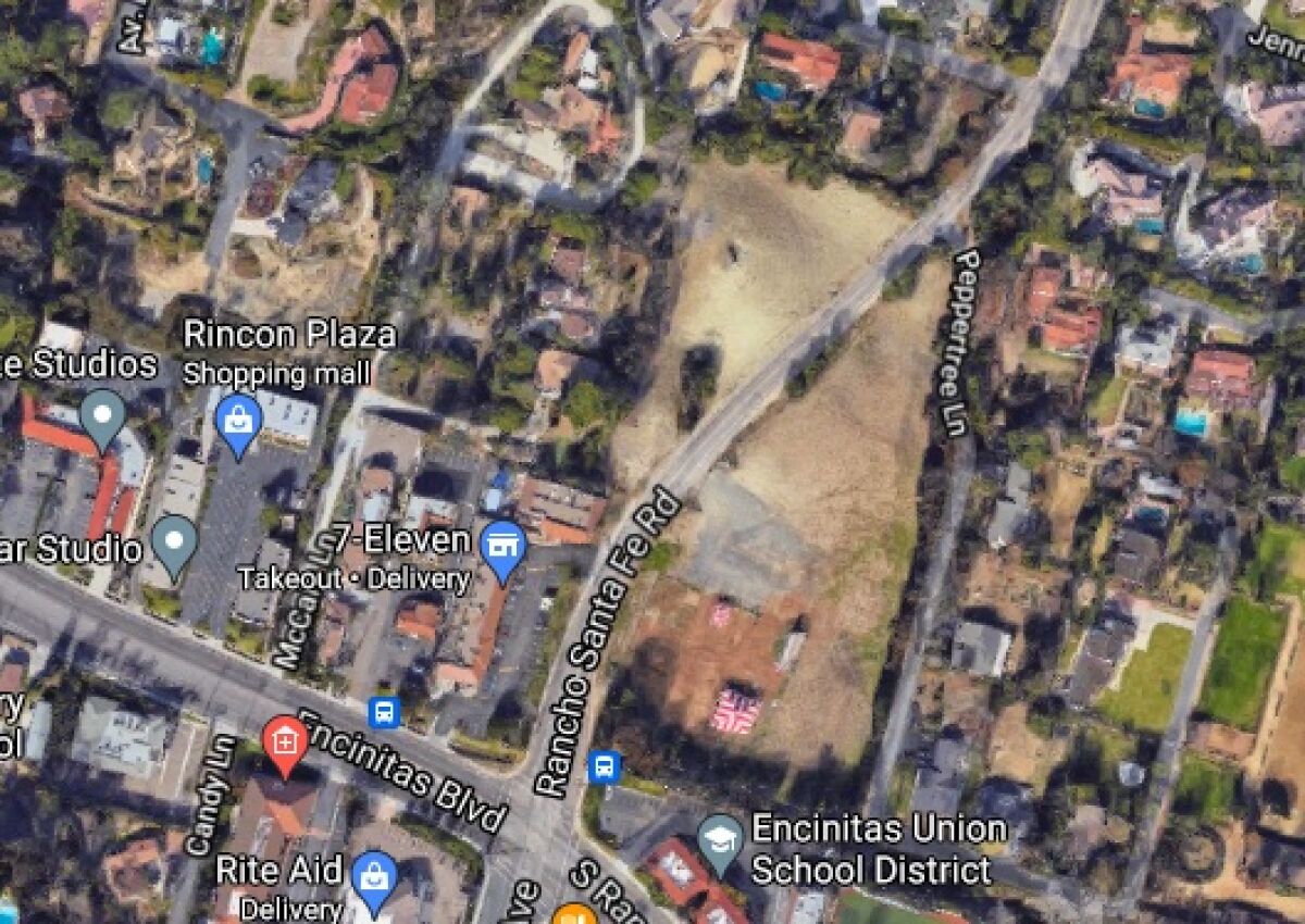 The site for the proposed Encinitas Boulevard Apartments.