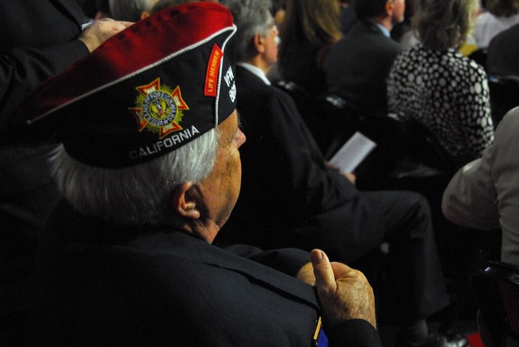 William Ward, a delegate from Long Beach, listens to former Florida Gov. Jeb Bush at the Republican National Convention on Aug. 30, 2012.